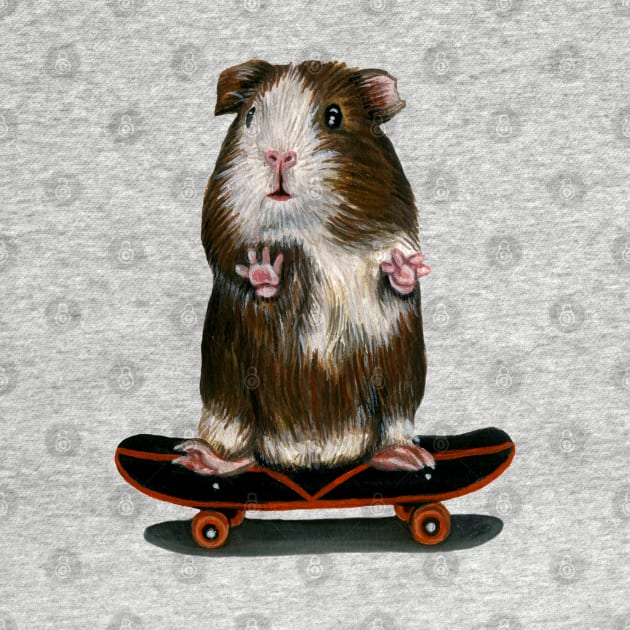 Skateboarding Guinea Pig Standing by Tasmin Bassett Art